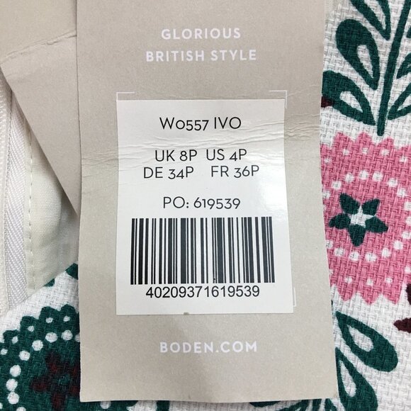 New Boden Women's Tatiana Textured Dress IvoryTrellis Tile Size 4 Petite V Neck - Picture 14 of 14